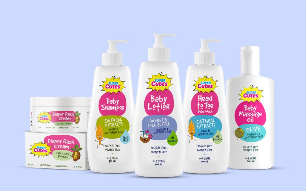 Super Cute's baby care range products